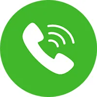 A green circle with a white phone handset.