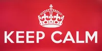 Red background with white text saying "Keep Calm".